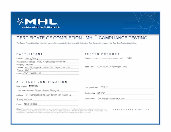 MHL 1.5M 1.2版